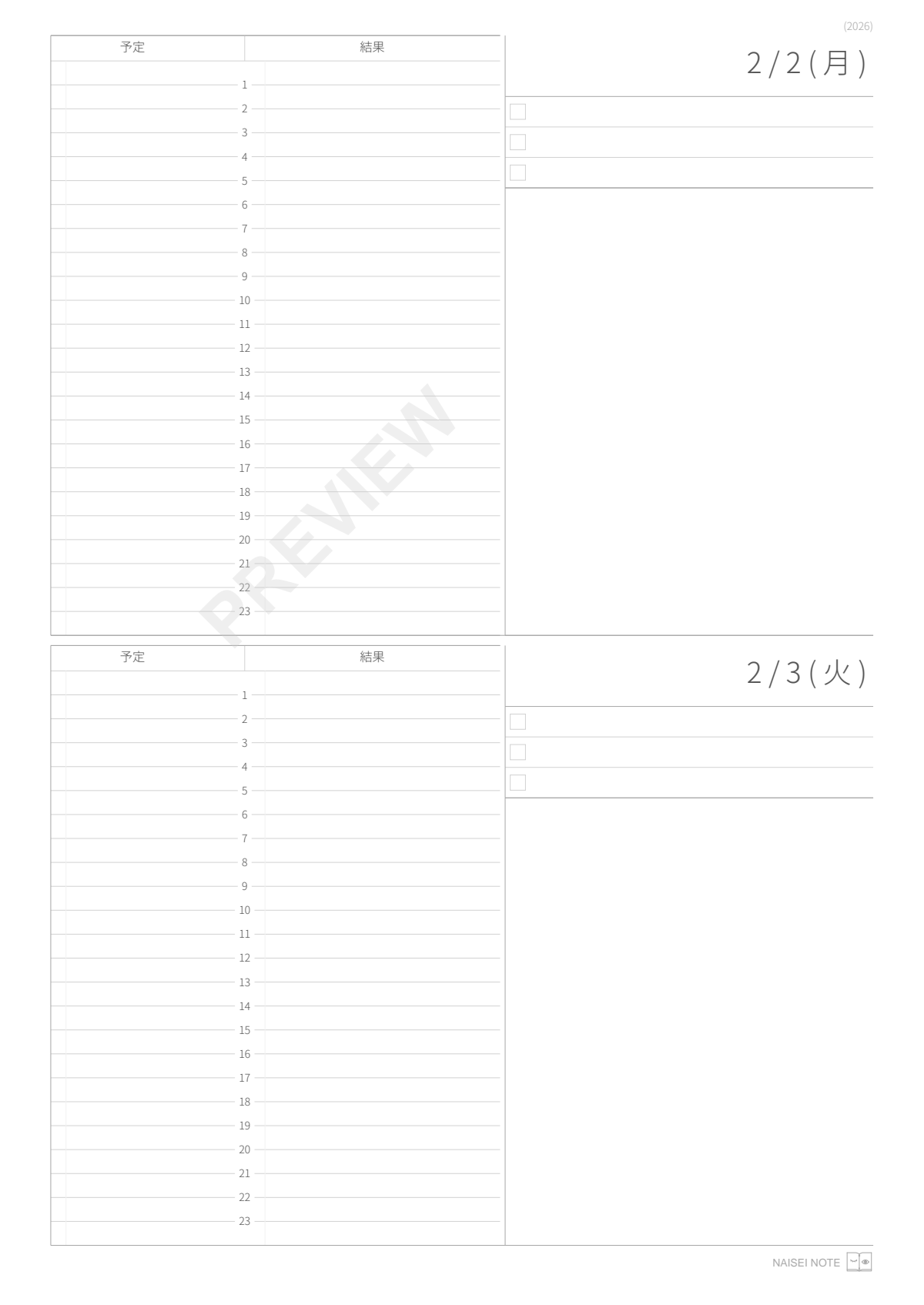 ２日間の予定と行動